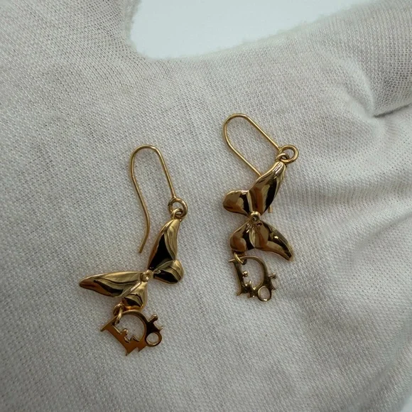 Dior Gold Butterfly Earrings - Picture 2 of 3